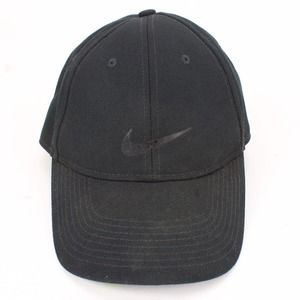 Nike Legacy91 Dri-Fit Black Hat Strapback Athletic Cap Black Swoosh Logo
